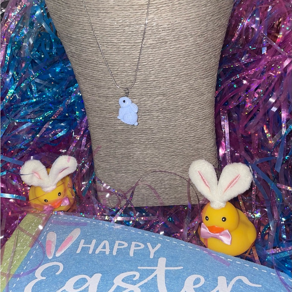 Blue Bunny Charm Necklace